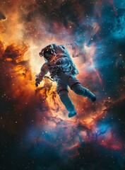 Astronaut in a colorful nebula