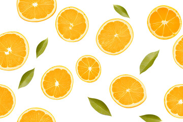 Obraz premium Bright orange slices arrayed on a transparent background, showcasing varying cuts from full rounds to wedges. Generative AI