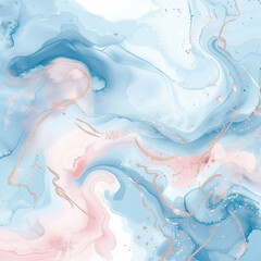 Cotton Candy Watercolor Marble Textures with Gold