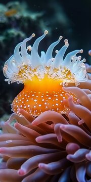 A Magnificent Orange And White Flower Anemone
