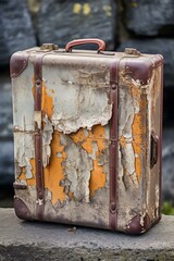 Vintage suitcase with peeling paint