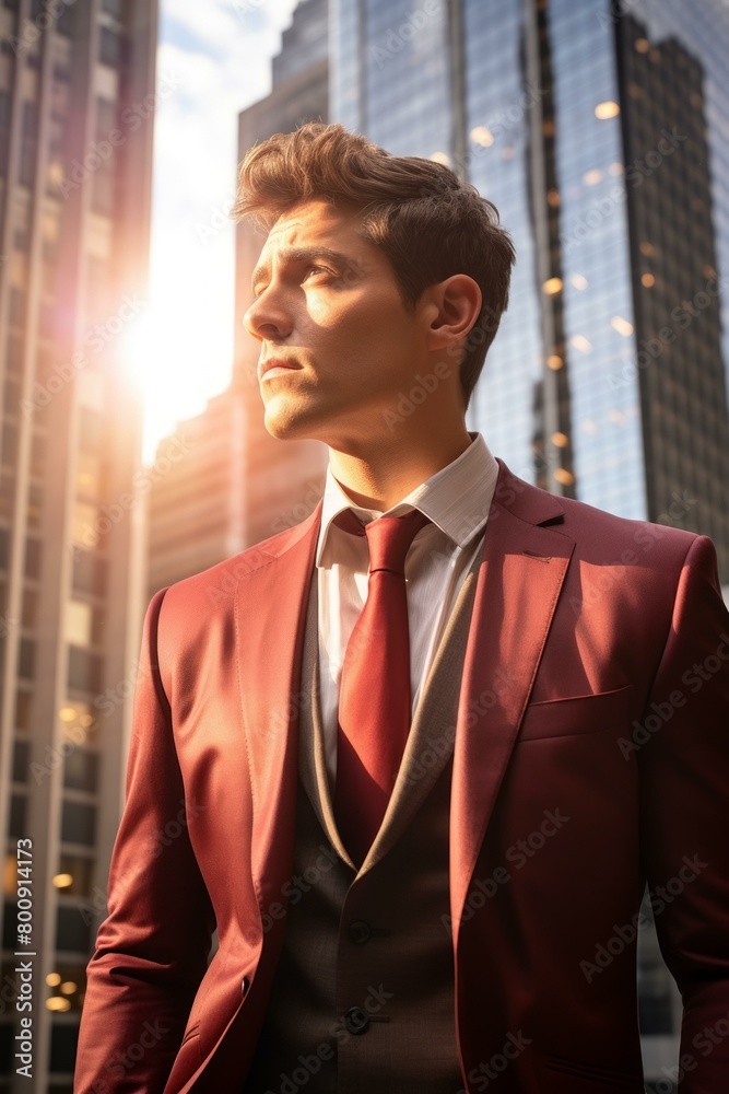 Wall mural young professional man looking at the city