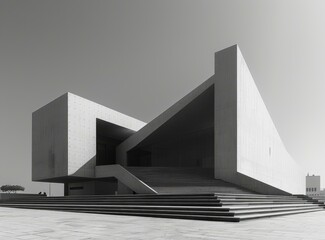 Black and white brutalist architecture