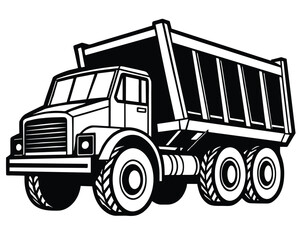 Tipper truck illustration Illustration Black and White