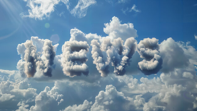 The word "NEWS" formed from clouds in the blue sky