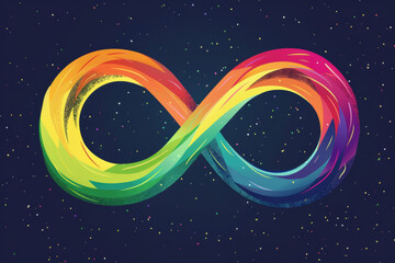 The rainbow Eight is a symbol of infinity, as the concept of World Autism Awareness Day. A symbol of autism. Vector flat illustration