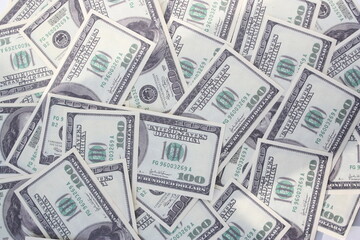 Background from dollars. 100 dollar bills as background.