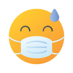 Ill emoji vector design, face mask on emoji face