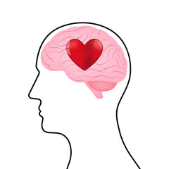 Brain and Heart Concept. Vector Illustration. 