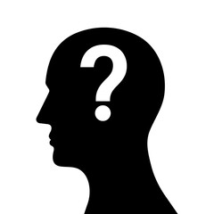 Human Head with Question Mark. Vector Illustration.