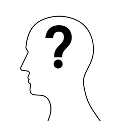 Human Head with Question Mark. Vector Illustration.