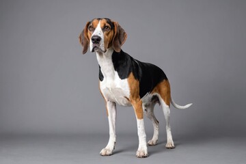 Treeing Walker Coonhound dog, copy space. Studio shot.