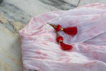 red hanging for the blouse