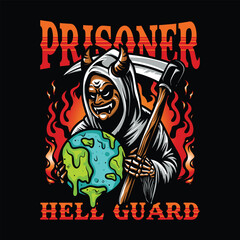 hell guard t shirt logo design illustration