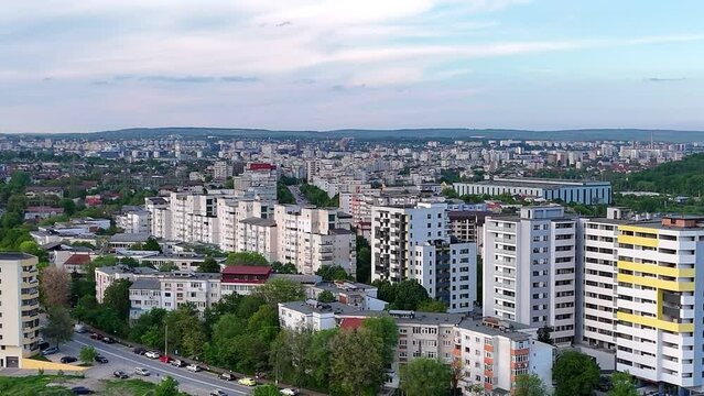VIew of Iasi city from Romania filmed from drone in CUG area