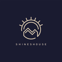 sun and house icon vector illustration concept design template