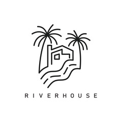 river house icon vector illustration concept design template