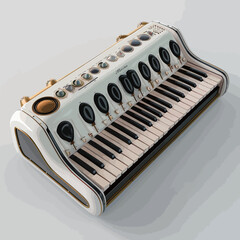 Piano keyboard on a white background. 3d rendered illustration. - obrazy, fototapety, plakaty