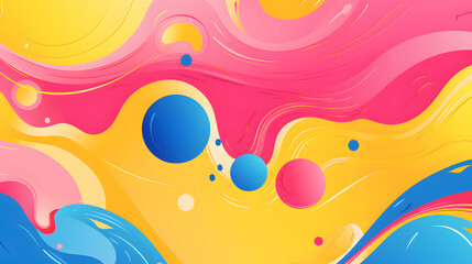 Fototapeta premium Digital retro cartoon bubbly juicy swirls geometric pattern graphics poster background