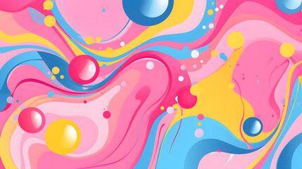 Fototapeta na wymiar Digital retro cartoon bubbly juicy swirls geometric pattern graphics poster background