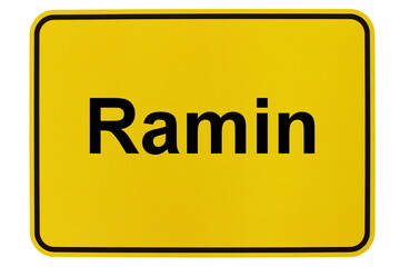 Illustration eines Ortsschildes der Gemeinde Ramin in Mecklenburg-Vorpommern