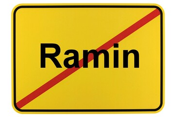 Illustration eines Ortsschildes der Gemeinde Ramin in Mecklenburg-Vorpommern