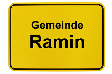 Illustration eines Ortsschildes der Gemeinde Ramin in Mecklenburg-Vorpommern