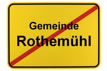 Illustration eines Ortsschildes der Gemeinde Rothemühl in Mecklenburg-Vorpommern