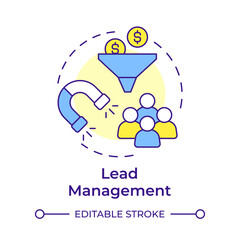 Lead management multi color concept icon. Customer service, marketing funnel. Round shape line illustration. Abstract idea. Graphic design. Easy to use in infographic, presentation