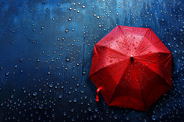 umbrella on a rainy day.Splash of drops, concept of rain generated by AI - obrazy, fototapety, plakaty