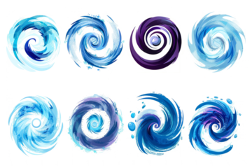 Collection of cute cartoon vortex illustrations