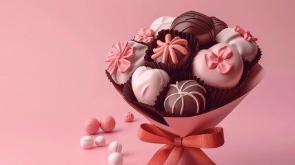 Obraz na płótnie Canvas World Chocolate Day concept. Sweet chocolates perfect for valentines day background. 