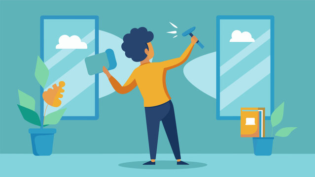 Wiping down mirrors and windows with awareness noticing the streaks disappear and finding clarity in the reflective surfaces..