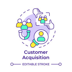 Customer acquisition multi color concept icon. Lead magnet. Social media engagement. Round shape line illustration. Abstract idea. Graphic design. Easy to use in infographic, presentation
