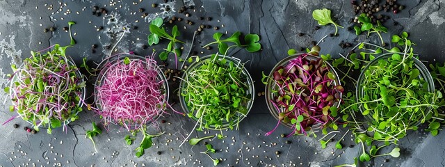 Fresh microgreens on a plate, healthy eating concept, Generative AI,