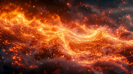 Futuristic abstract sci-fi background with glowing waves and particles fractal galaxies