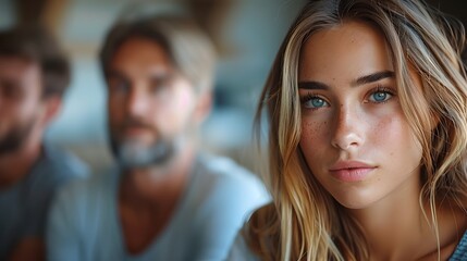 Concerned Parents Confronting Remorseful Teenagers in Dramatic 3D Rendering
