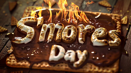 S'mores Day Celebration, Warm Campfire Background 