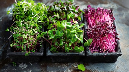Fresh microgreens on a plate, healthy eating concept, Generative AI,
