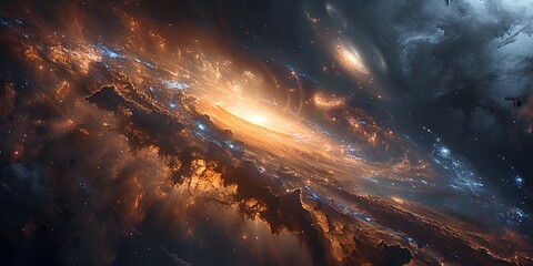 Ethereal Cosmic Landscape with Swirling Nebulae and Glimmering Stars