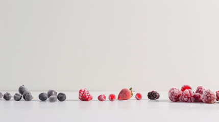An array of frozen strawberries, raspberries, currants, cherries, blueberries, and blackberries...