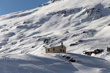 Saint Peter Chapel (Chapelle Saint-Pierre) on Mont-Cenis, a massif of the French Alps