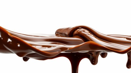 Smooth liquid chocolate flow background. World Chocolate Day concept. Sweet chocolates perfect for...