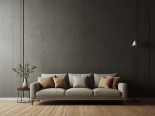 Modern home interior background wall mock up 3d render