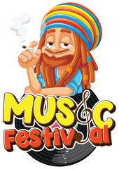 Rastafarian man enjoying music at a festival.