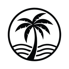 palm tree logo. sea beach logo design. nature logo design. sea logo design with a plum tree. coconut tree  design