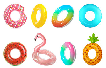 Fototapeta premium Set of inflatable rings on white background