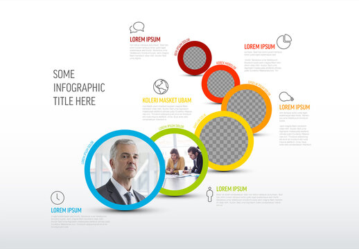 Infographic layout multipurpose template with photo placeholders icons and descriptions