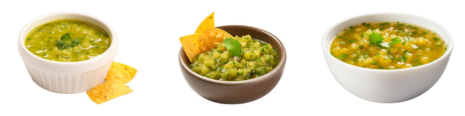 Collection of Honey Lime Salsa Dip isolated on transparent png background. Generative ai