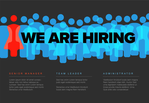 Company social media dark status banner or flyer for free positions - we are hiring